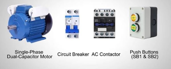 Capacitor motor wire and control components