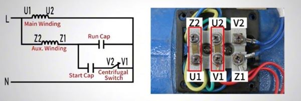 Capacitor motor wire and control reversal principle
