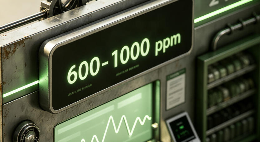 CO2 sensor in convenience store applications with ABC baseline calibration failure warning.