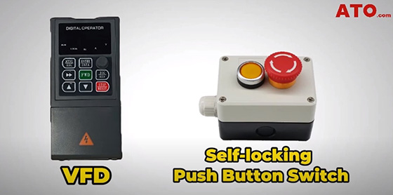 Controling motor with push button vfd components