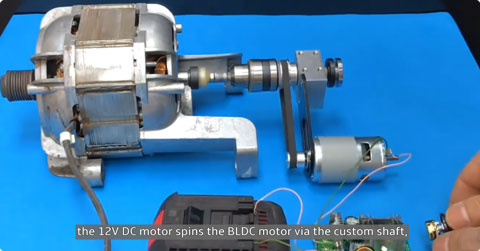 Convert a bldc motor into a generator setting up the drive system