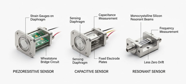 Three internal technologies in differential pressure sensor working principles.