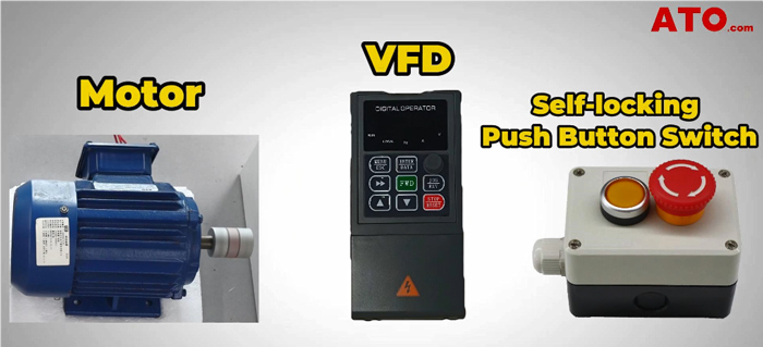 Motor, VFD and push botton