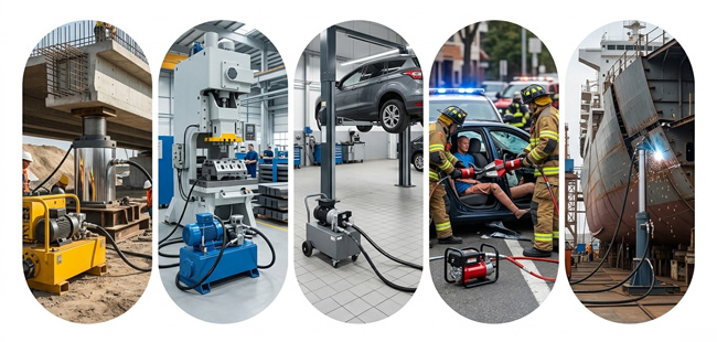 Hydraulic electric pumps applications in multiple industries.