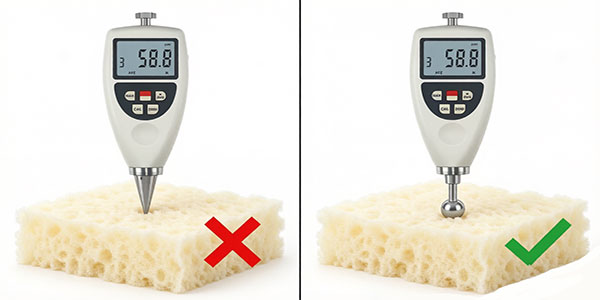 Shore Hardness Tester Wrong VS Correct Foam Test
