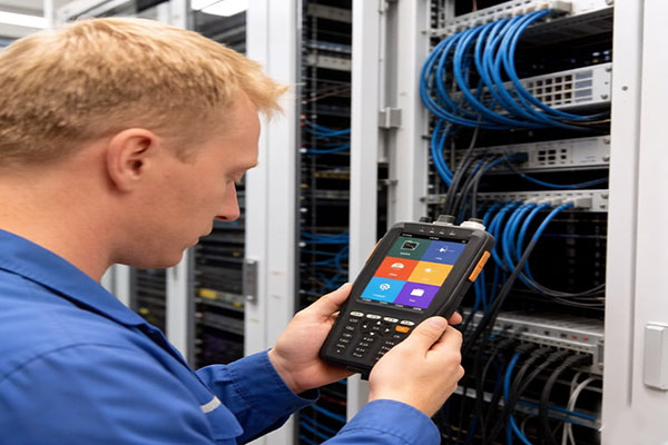 Technician Using Optical Time Domain Reflectometer