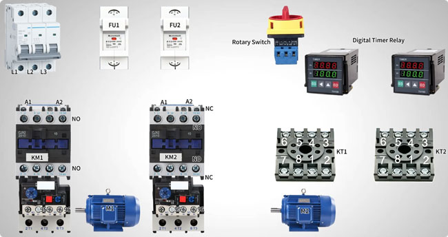 Timed alternating motor control circuit required components