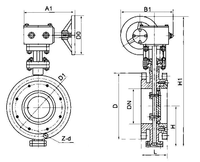 Triple offset butterfly valve dimension