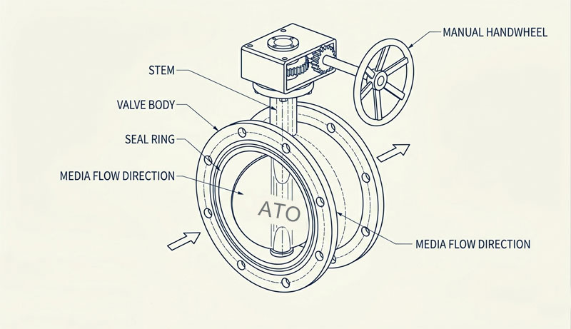 Triple offset butterfly valves detail drawing