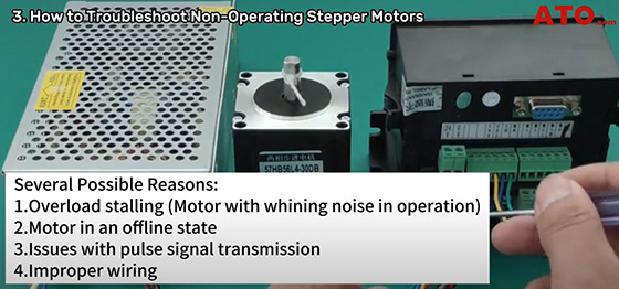 Troubleshoot non operating stepper motors