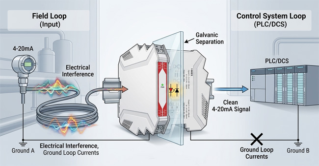 Diagram explaining what is a signal isolator and how it blocks interference.