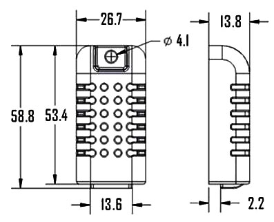 Capacitive humidity sensor analog output 0-3V dimension