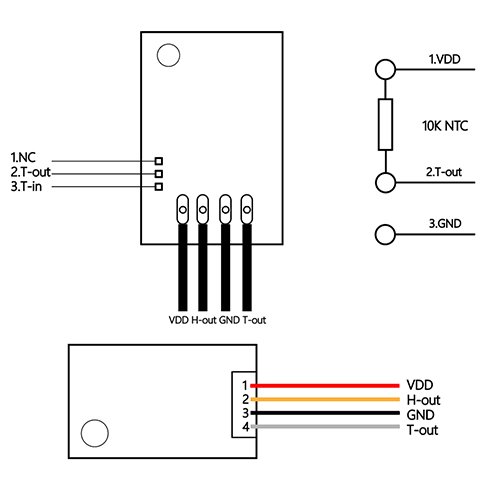 Capacitive humidity sensor analog output 0-3V pin assignment