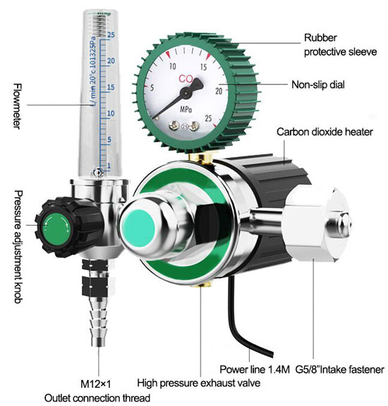 Carbon dioxide regulator detail