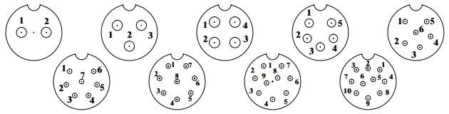 Circular connector 2 to 10 pin m16 pin assignments