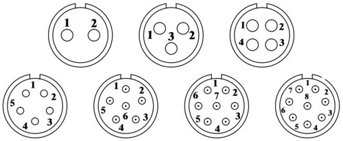Circular connector 2 to 8 pin m12 pin assignments