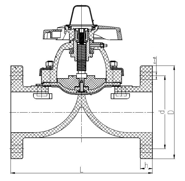 Flanged PVC diaphragm valve dimension DN15 ~ DN100