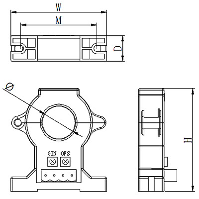 Current sensor 50A/100A/300A/1000A to 1500A dimension