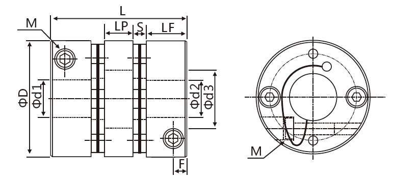 One Single Diaphragm Flexible Coupling Shaft Coupler 40mm OD 34mm Length,15mm x 18mm Bore,8N.m-80N.m Torque