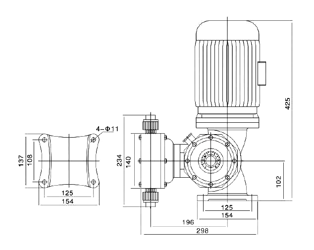 Diaphragm dosing pump dimension