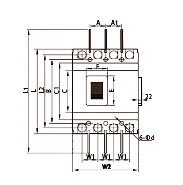 Diemension of molded case circuit breaker 1