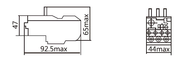 Dimension diagram of 10~18 Amp Thermal Overload Relay, 220V, 3-Phase