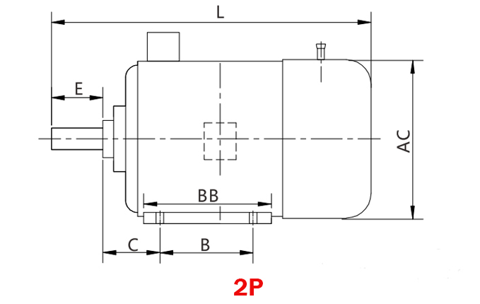 Dimension of 3hp brake motor-2P