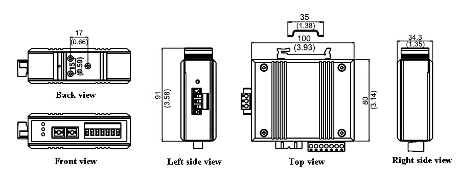 Dimension of Serial to Fiber Converter