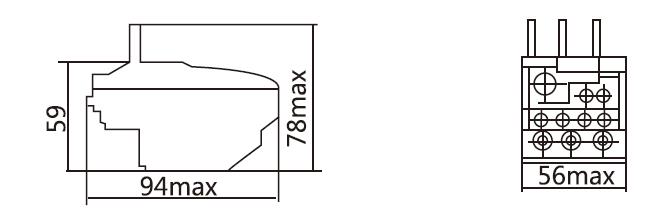 Dimension diagram of 32~35 Amp Thermal Overload Relay, 220V, 3-Phase