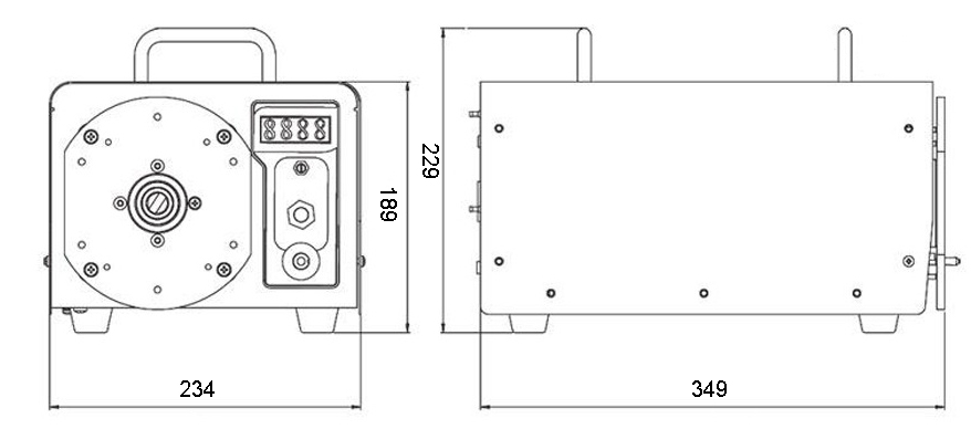 Dimensions of 300W 4900 GPD Industrial Peristaltic Pump