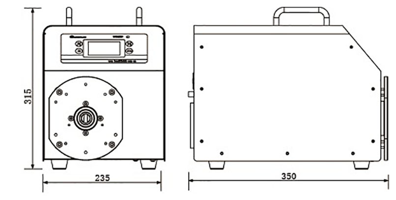 Dimensions of 400W 4900 GPD Industrial Peristaltic Pump