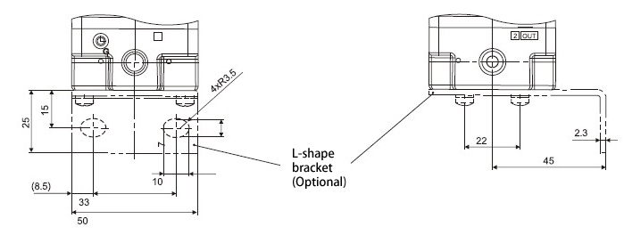 Dimensions of 50~5000 mbar 1/4 inch Proportional Pressure Regulator with L-shape bracket