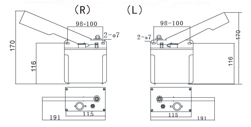 Dimensions of 500ml Manual Oil Lubrication Pump