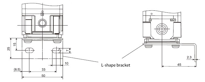 Dimensions of -1.3~80 kPa 1/4 inch Proportional Pressure Regulator with L-shape bracket