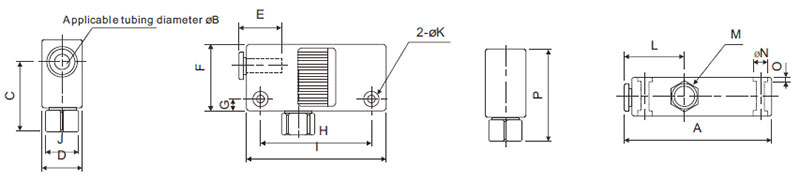 Dimensions of Air Venturi Vacuum Generator