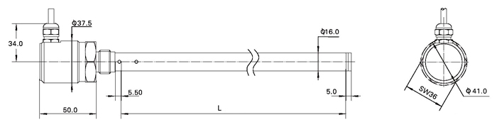 Dimensions of capacitance liquid level sensor