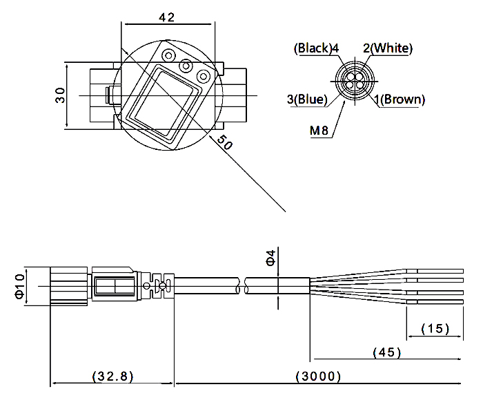Dimensions of digital flow switch lead wire