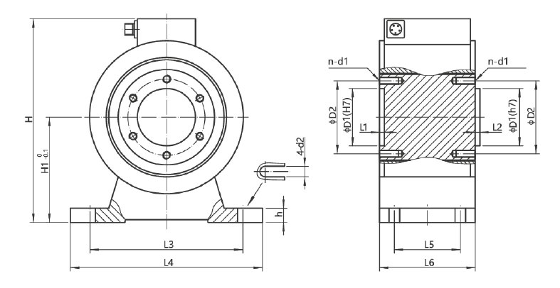 Dimensions of Flange Rotary Torque Sensor 20-5000 Nm