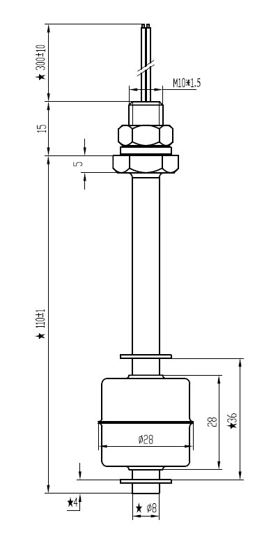 Dimensions of Float Switch Level Sensor