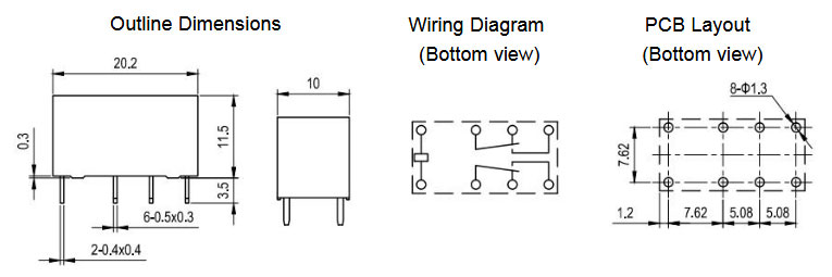 Dimensions of 6V Low Signal Relay