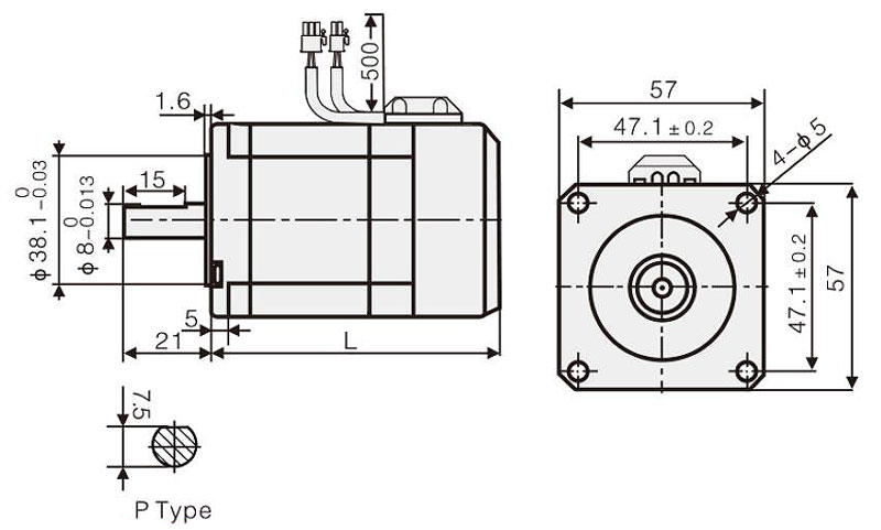 Dimensions of Nema 23 2 Phase Closed Loop Stepper Motor