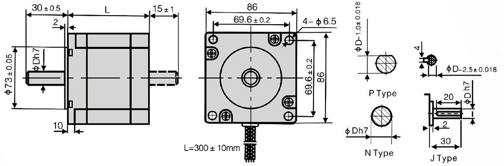 Dimensions of Nema 34 3 Phase Stepper Motor