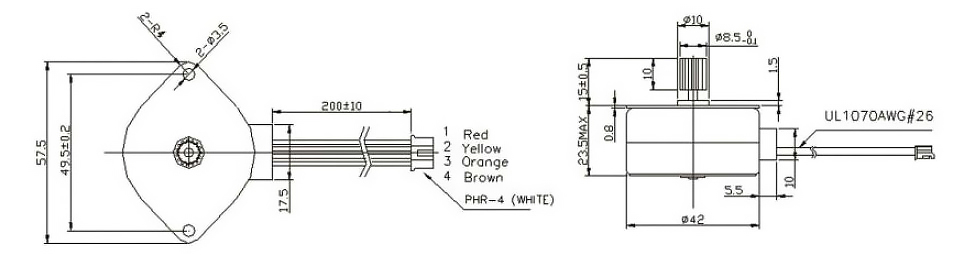 Dimensions of Nema 17 Micro Geared Stepper Motor, 24V, 7.5 Degree