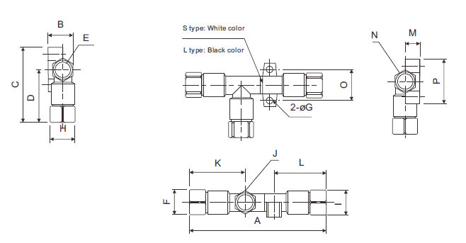 Dimensions of Pneumatic Venturi Vacuum Ejector