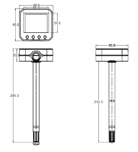 Temperature and Humidity Sensor/Transmitter with Display, Duct Mounted