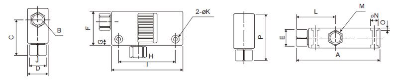 Dimensions of Venturi Vacuum Generator/Ejector