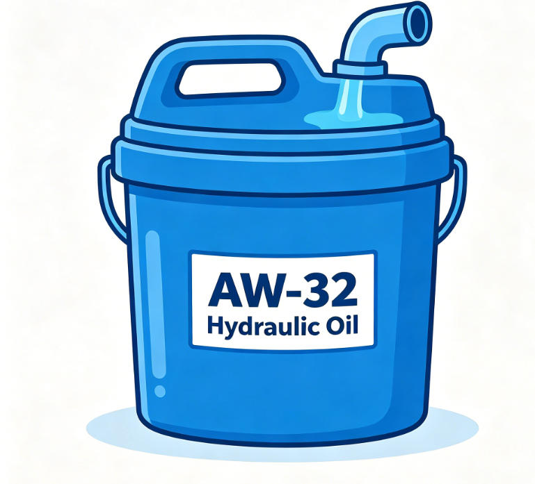 AW-32 hydraulic oil. All imported hydraulic machines ship dry; you must buy and add oil after delivery.