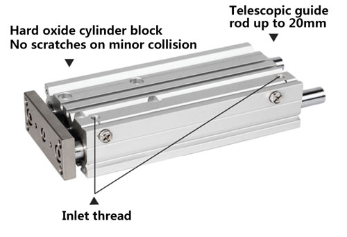 Guided pneumatic cylinder details