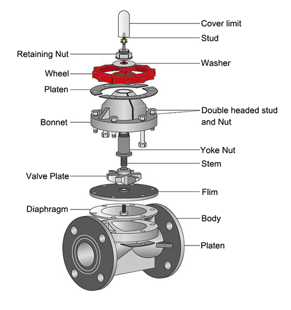 Flanged diaphragm valve detail