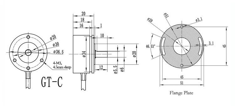 Hall effect angle sensor dimension